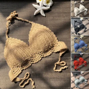 Micro Bikini  Women Handmade Crochet Knit Swimwear Halter Patchwork Bathing Suit Swimsuit Biquini Thong Bikini traje de bano