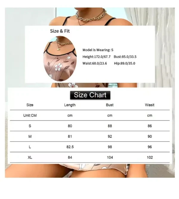 Women's Sleepwear Summer Floral Print Satin Nightgown Casual Sleeveless Backless Slip Night Dress Sexy Nightdress Home Clothes - Image 6