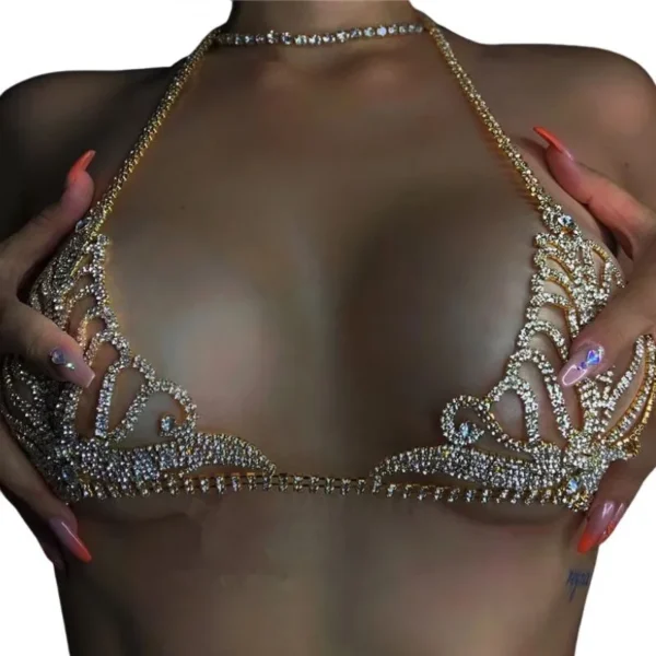 Luxury Rhinestone Lingerie Set New Nightclub Sexy Body Chain Bikini Body Chain Bling Rhinestone Bra and Thong Set Jewelry Gift - Image 2