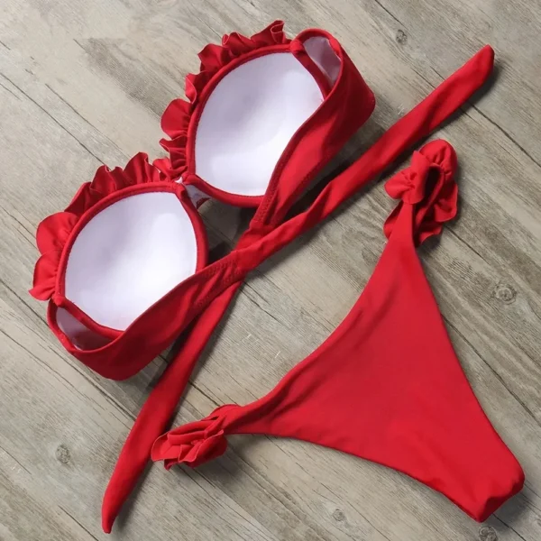 Sexy Ruffled Frilled Bra Cup Bikini 2025 Women Bandeau Swimsuit Female Swimwear Two Pieces Bikini Set Push Up Bathing Suit Swim - Image 2